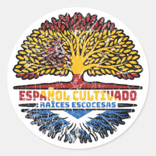 Sticker Rond Ecosse Espagne Espagne Espagne Espagne Arbre espag