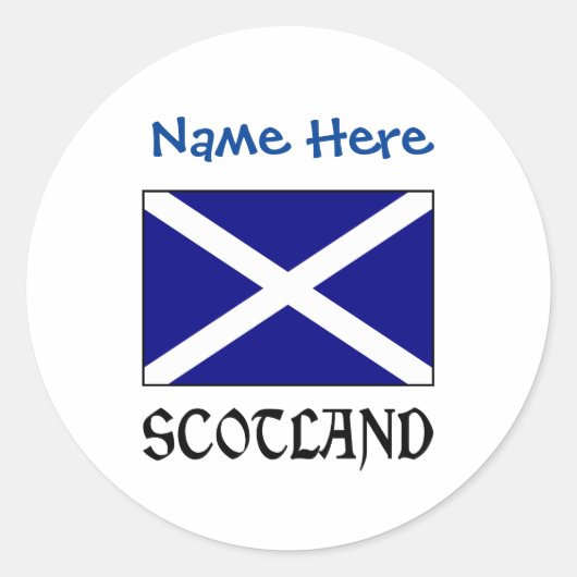 Sticker Rond Ecosse et Scot Drapeau bleu Personnalisation (Devant)