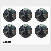 Sticker Rond Ecosse Terrier Citrouille Halloween effrayant (Feuille)