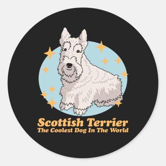 Sticker Rond Ecosse Terrier Coolest Dog Scottie (Devant)