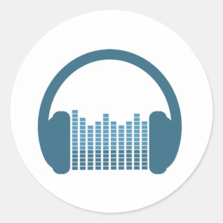 Sticker Rond Écouteurs du DJ, logo du DJ