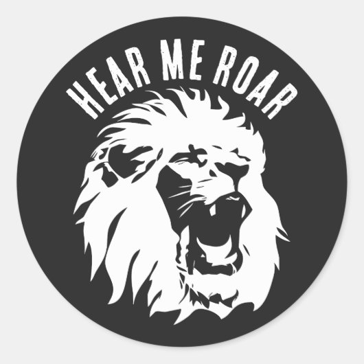 Sticker Rond Écoutez-moi le visage du lion rugissant (Devant)