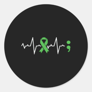 Sticker Rond Écran de carbone vert Beat Santé mentale Sensibili