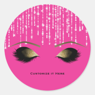 Sticker Rond Écran de maquillage doré rose chaud