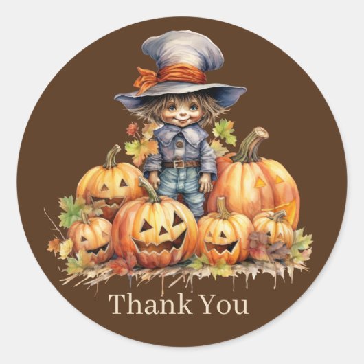 Sticker Rond Écran de saison d'automne mignon ajouter le citrou (Devant)