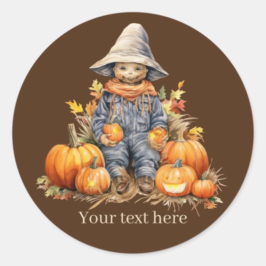 Sticker Rond Écran de saison d'automne mignon ajouter le citrou (Devant)