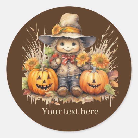 Sticker Rond Écran de saison d'automne mignon ajouter le citrou (Devant)