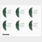 Sticker Rond Écriture Agate Géode Émeraude Verte Or Mariage (Feuille)