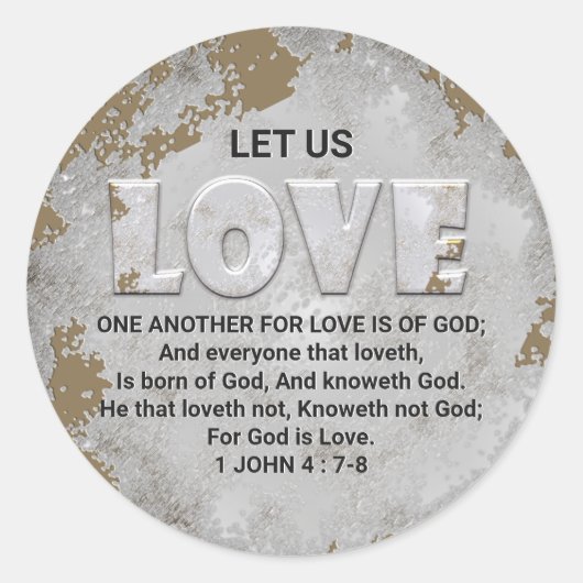 Sticker Rond Écriture Amour Verse 1 Jean 4:7-8 (Devant)