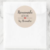 Sticker Rond Écriture beige maison (Sac)