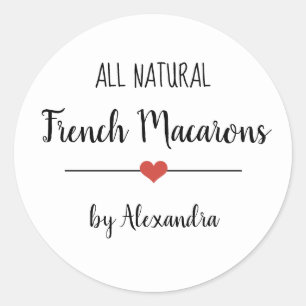 Sticker Rond Écriture blanche de Macarons français
