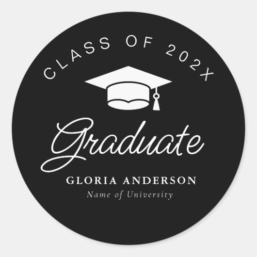 Sticker Rond écriture blanche graduation noire (Devant)