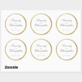 Sticker Rond Écriture calligraphique simple Faveurs de mariage  (Feuille)