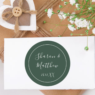 Sticker Rond Écriture Calligraphique Vert Émeraude pour Cadeau