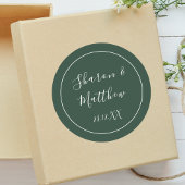 Sticker Rond Écriture Calligraphique Vert Émeraude pour Cadeau