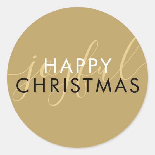 Sticker Rond Écriture chic moderne joyeuse Noël doré (Devant)