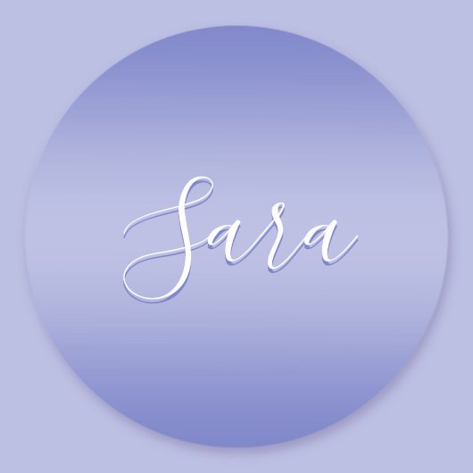 Sticker Rond Écriture cursive éditable | Violet blanc et violet