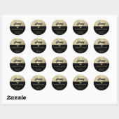 Sticker Rond Écriture d'abeille en or noir moderne Chocolat (Feuille)