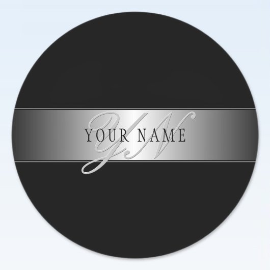 Sticker Rond Écriture de monogramme élégante et modifiable | No