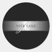 Sticker Rond Écriture de monogramme élégante et modifiable | No (Devant)