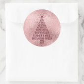 Sticker Rond Écriture de Noël chrétienne rose et noire Rose (Sac)
