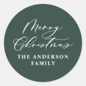 Sticker Rond Écriture de Noël vert moderne (Devant)