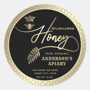 Sticker Rond Écriture de pot de miel moderne queen bee