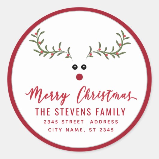 Sticker Rond Écriture de rennes saints et amusants (Devant)