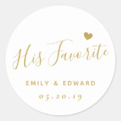 Sticker Rond Écriture dorée moderne son cadeau de mariage préfé (Devant)