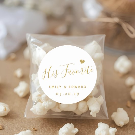 Sticker Rond Écriture dorée moderne son cadeau de mariage préfé