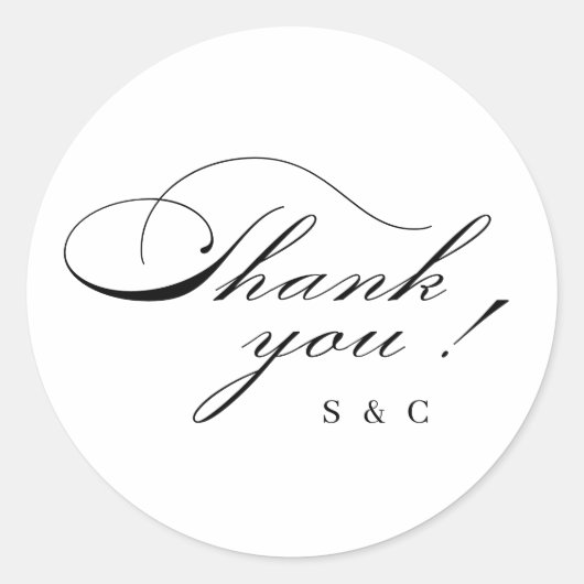 Sticker Rond Écriture Élégance Classique Merci Simple (Devant)