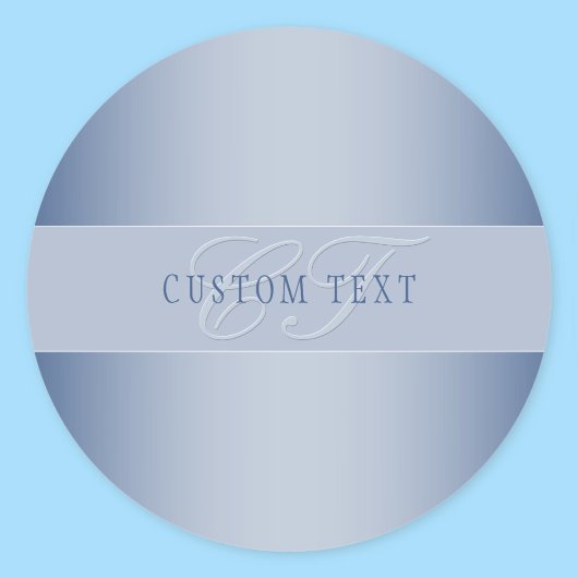 Sticker Rond Écriture élégante de monogramme modifiable | Bleu