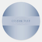 Sticker Rond Écriture élégante de monogramme modifiable | Bleu (Devant)