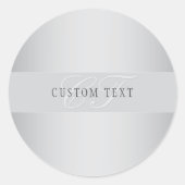 Sticker Rond Écriture élégante de monogramme modifiable | Gris (Devant)