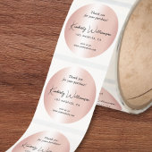 Sticker Rond Écriture Élégante Merci Rose Doré