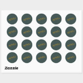 Sticker Rond Écriture en lettres or moderne vert foncé (Feuille)