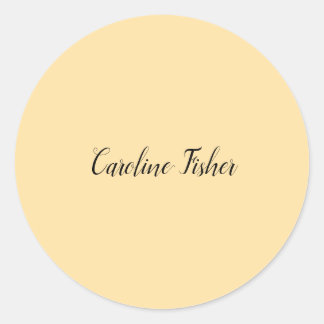 Sticker Rond Écriture Manuelle Classique Simple Beige