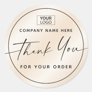 Sticker Rond Écriture manuscrite ajouter logo entreprise merci