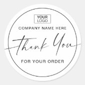 Sticker Rond Écriture manuscrite ajouter logo entreprise merci (Devant)