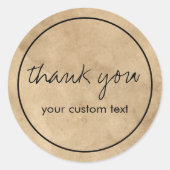 Sticker Rond Écriture manuscrite entreprise merci look Kraft (Devant)