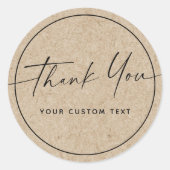 Sticker Rond Écriture manuscrite entreprise merci look Kraft (Devant)