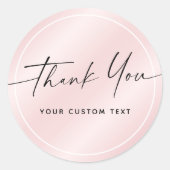 Sticker Rond Écriture manuscrite entreprise merci satin rose (Devant)