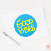 Sticker Rond Écriture manuscrite Good Vibes (Choisissez Votre P (Enveloppe)