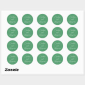 Sticker Rond Écriture Manuscrite Moderne de Nom de Mariage Vert (Feuille)