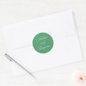Sticker Rond Écriture Manuscrite Moderne de Nom de Mariage Vert (Enveloppe)