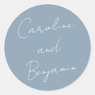 Sticker Rond Écriture manuscrite moderne Mariage bleu foncé