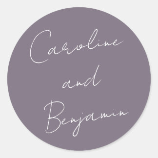 Sticker Rond Écriture manuscrite moderne mariage dusty purple