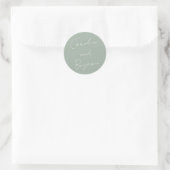 Sticker Rond Écriture manuscrite moderne Mariage Dusty Sage (Sac)