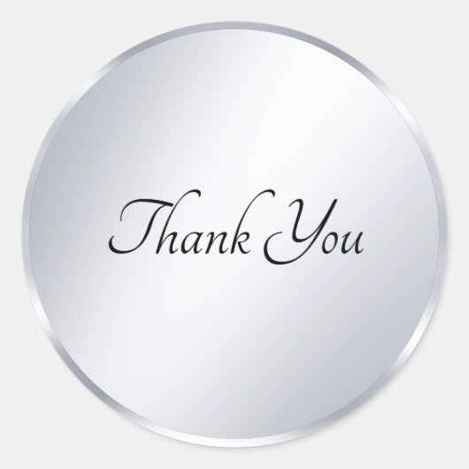 Sticker Rond Écriture manuscrite moderne Merci Texte Métal Arge (Devant)