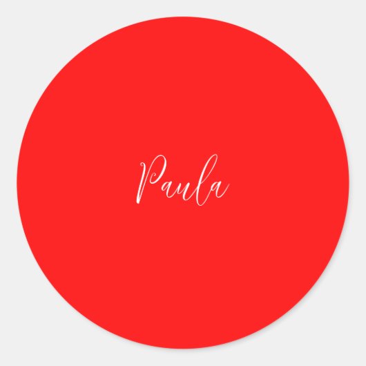 Sticker Rond Écriture manuscrite Nom élégant Couleur rouge Plai (Devant)